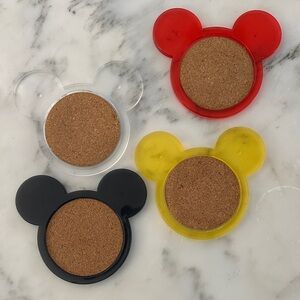 Vintage Mickey Mouse Ear Coasters Set of 4 • EUC